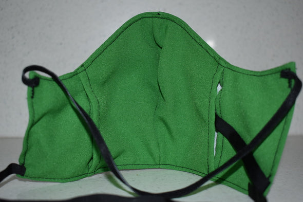 Pent Face Mask, Kelly Green, Washable, Reusable.