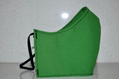 Pent Face Mask, Kelly Green, Washable, Reusable.